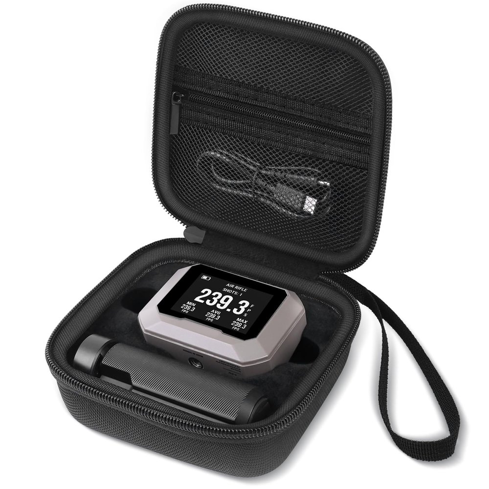 BliFulde Carrying Case for Garmin Xero C1 Pro Chronograph Ballistic Range Shooting, Custom-Insert Storage Holder with Mesh Pocket for USB Cable, Charging Adapter (Black)