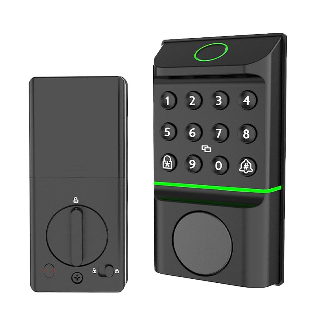 SEWENS Smart Door Lock Set for Home,with Fingerprint Scanner, Keypad Entry, App Control, Black