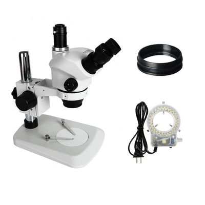 Microscope Kit 3.5X 7X 50X 100X Continuous Zoom Simul Focal Trinocular Stereo Microscope with 56 LED Ring Light for Phone PCB Soldering Repair Microscope Lens Adapters(Set 4 White)
