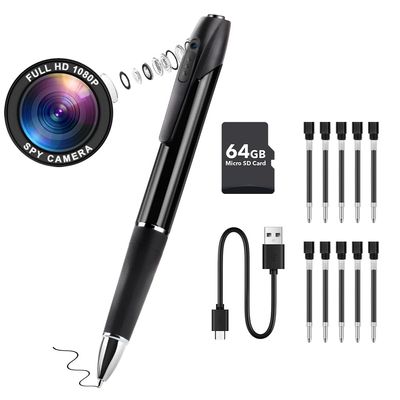 rumhams 1080P Body Camera Pen with 64GB Memory Card, Body Cam with FHD Video or Picture Taking, 1080P HD Mini Surveillance Camera, Portable Pocket Cam
