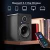 LONPOO Bluetooth Bookshelf Speakers, 60W Powered Speakers with Bluetooth/AUX-in/Optical/RCA, 4" Woofer and 1" Tweeter (Black) view 4