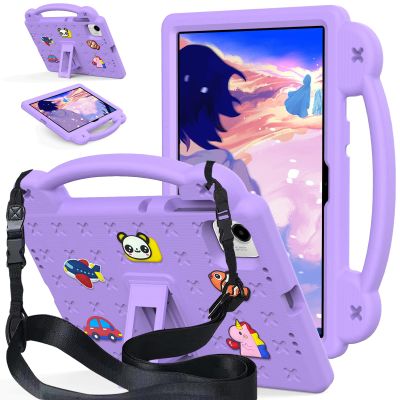 AKABEILA Compatible with Honor Pad X9a 2025 11.5 inch Tablet Case, Kids Friendly Universal Lightweight Shockproof Protective Case with Shoulder Strap & Stand Handle Light Purple