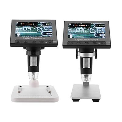 Microscope DM4 2MP 500/1000X Digital Electronic Microscope 4.3" Display Magnifier Comes with a Support Platform and LED Light (Color : Plastic) (Aluminum Alloy)