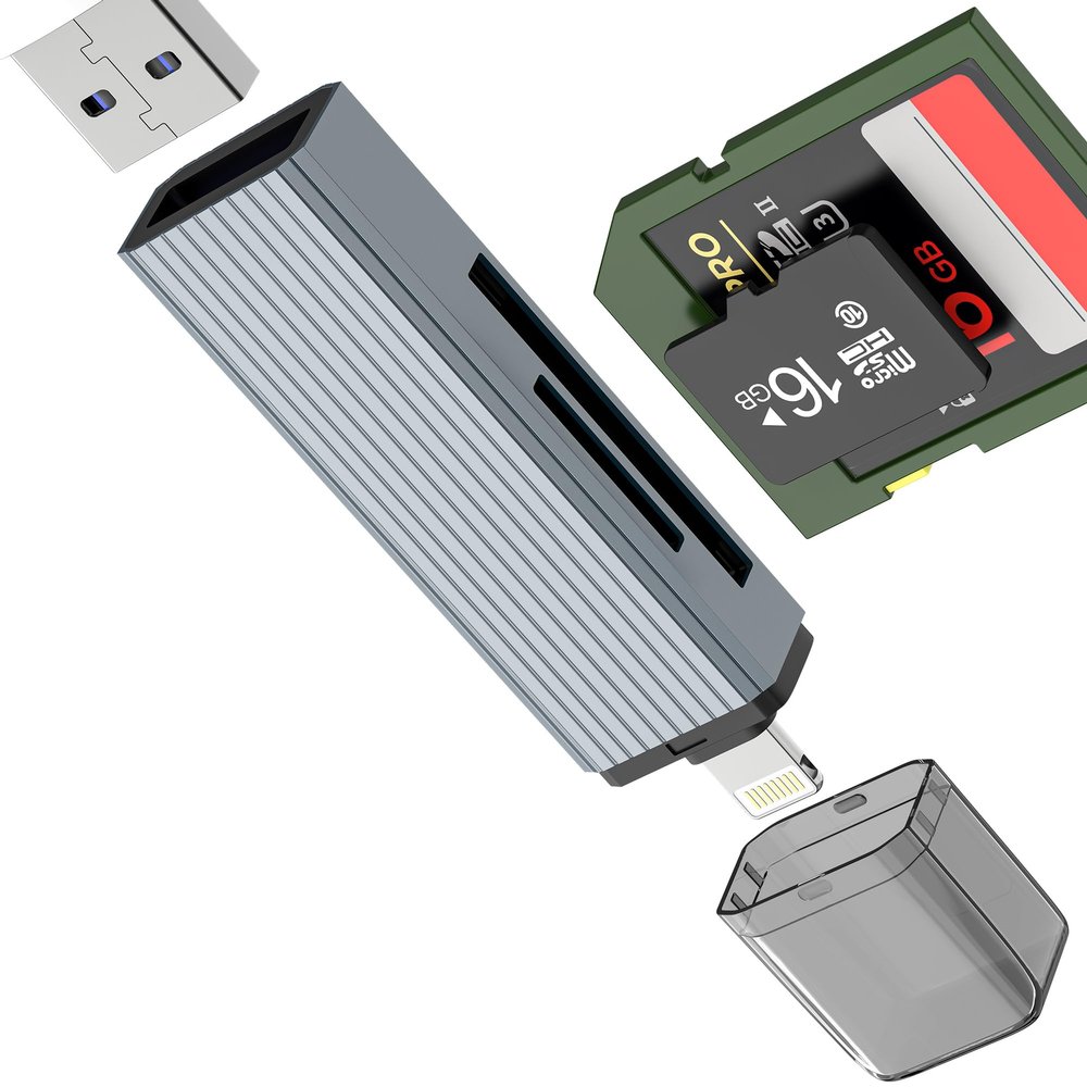 Digital Camera SD Card Reader for Iphone 14 13 Pro Plus (3in1) Lightning to USB Adapter Memory Accessories Micro SD Female Cord Cable Double Connection Disk Flash Drive Keyboard Slot for Ipad Air Mini
