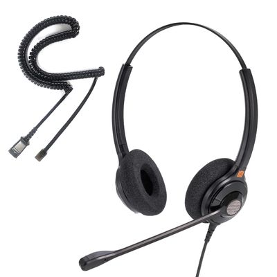 IPD Phone Headset for Office and Call Center Wired QD to RJ9, IPH-215 binaural-Compatible with Polycom VVX,Avaya,Nortel,NEC,Fanvil,Mitel landline Phones