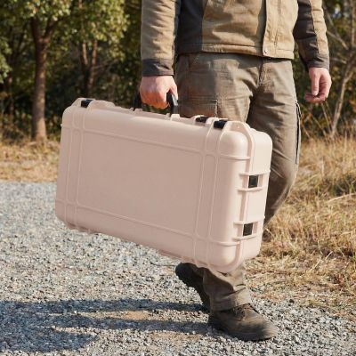 Relaxweex 1 Pcs 22.4 x 16.1 x 10.2 Inch Waterproof Hard Case with DIY Customizable Foam Insert Portable Protective Case with Knife for Camera Drones Equipments Tools Test Instruments (Tan)
