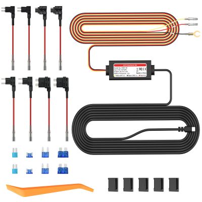 Dash Cam Hardwire Kit with USB-C Port for V5 and R4-RD Dash Camera Models, Converts 12V-30V to 5V/3A, LED Indicator,24Hr Parking Monitoring Kit with Low Voltage Protection