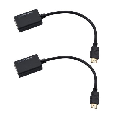 ZEZEFUFU HD Extender Over Cat 5e/6 HD Repeater 1080p Audio Video Up to 98ft Support Laptop DVD TV Accessory