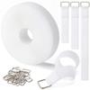 1" x16Ft Hook and Loop Straps with 25 Metal Buckles, Adjustable Fastening Cable Straps, Free Cut Length, Reusable Nylon Cable Ties for Organizer or Storage, White view 1