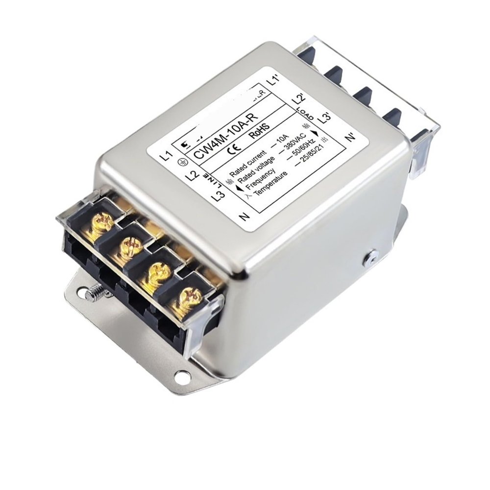 ZCERA Three-Phase Four-Wire AC Filter CW4M-10A20A30A-R Terminal Block Bottom Rail 380V servo Interference(CW4M-10A-R)