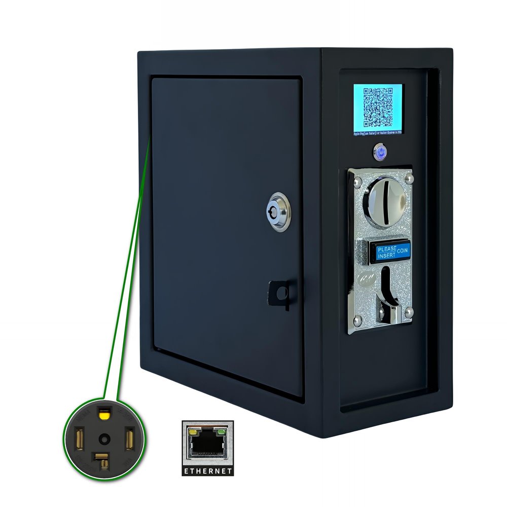 Sintron ST-005 220V Ethernet Edition LCD Coin & Mobile Payment for Apple Pay Paypal Operated Timer Control Power Box with NEMA 14-30R 4 Prong for Vending Machine, Shoe Polishers, Washing Machines