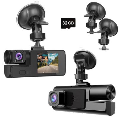 1080P Dual Dash Camera for Car Front and Inside Dashcam Car Security Video Recorder,170Wide Angle Vehicle Cam,WDR,G-Sensor,2 IPS Screen,Loop Recording,Night Vision (Dual Dash Cam with 32G Card)