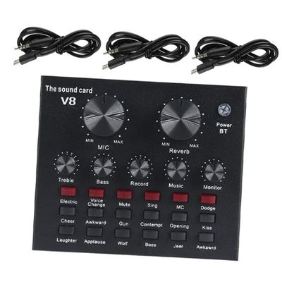 BESPORTBLE 1 Set Professional Live Sound Card Mixer with USB Connectivity for Mobile and Computer Condenser Microphone Kit for Streaming and Recording Easy Setup Voice Change Options