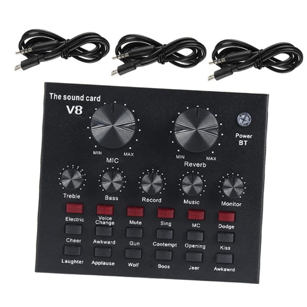 BESPORTBLE 1 Set Professional Live Sound Card Mixer with USB Connectivity for Mobile and Computer Condenser Microphone Kit for Streaming and Recording Easy Setup Voice Change Options