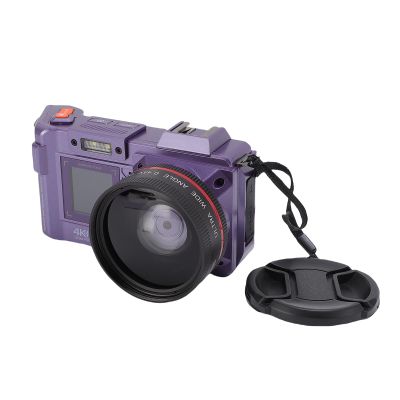 4K Digital Camera, 50X Zoom 70MP Video Camcorder Auto Focus with Double Screen and Flash for Photography, Portable Wide Angle Selfie Cameras for Travel (Violet)