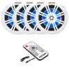 KICKER 51KM604WL KM 6.5" 150 Watts Max Power 4 ohms RGB LED Marine Coaxial Speakers (2 Pairs) Bundle Combo with Marine LED Controller view 1