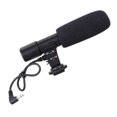 Lurrose 1PC High Sensitivity Interview Microphone for DSLR Camera Camcorder Dual Head Mic with Long Standby for Vlogging Easy to Fix with Standard Hot Shoe for Filmmakers and Photographers