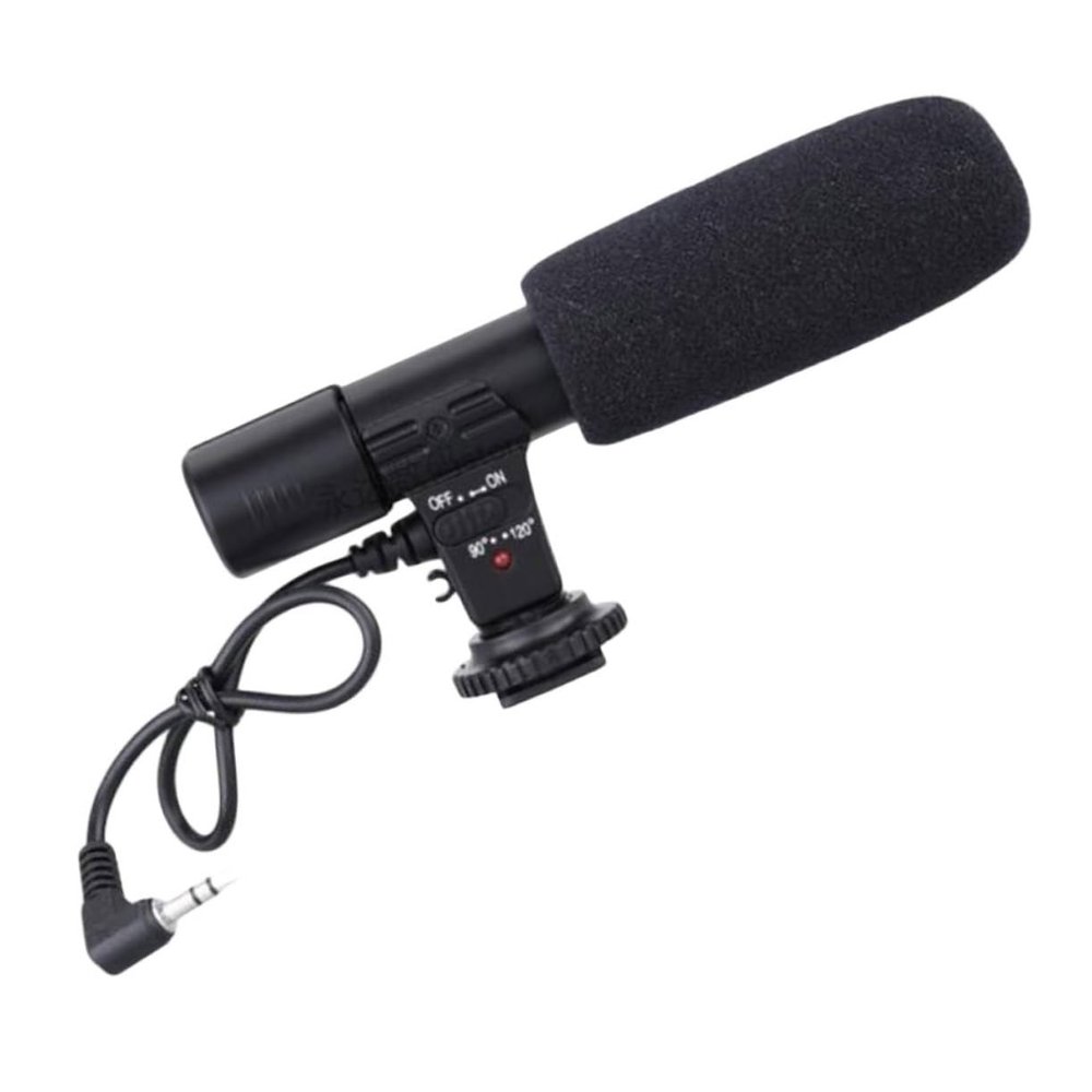 Lurrose 1PC High Sensitivity Interview Microphone for DSLR Camera Camcorder Dual Head Mic with Long Standby for Vlogging Easy to Fix with Standard Hot Shoe for Filmmakers and Photographers
