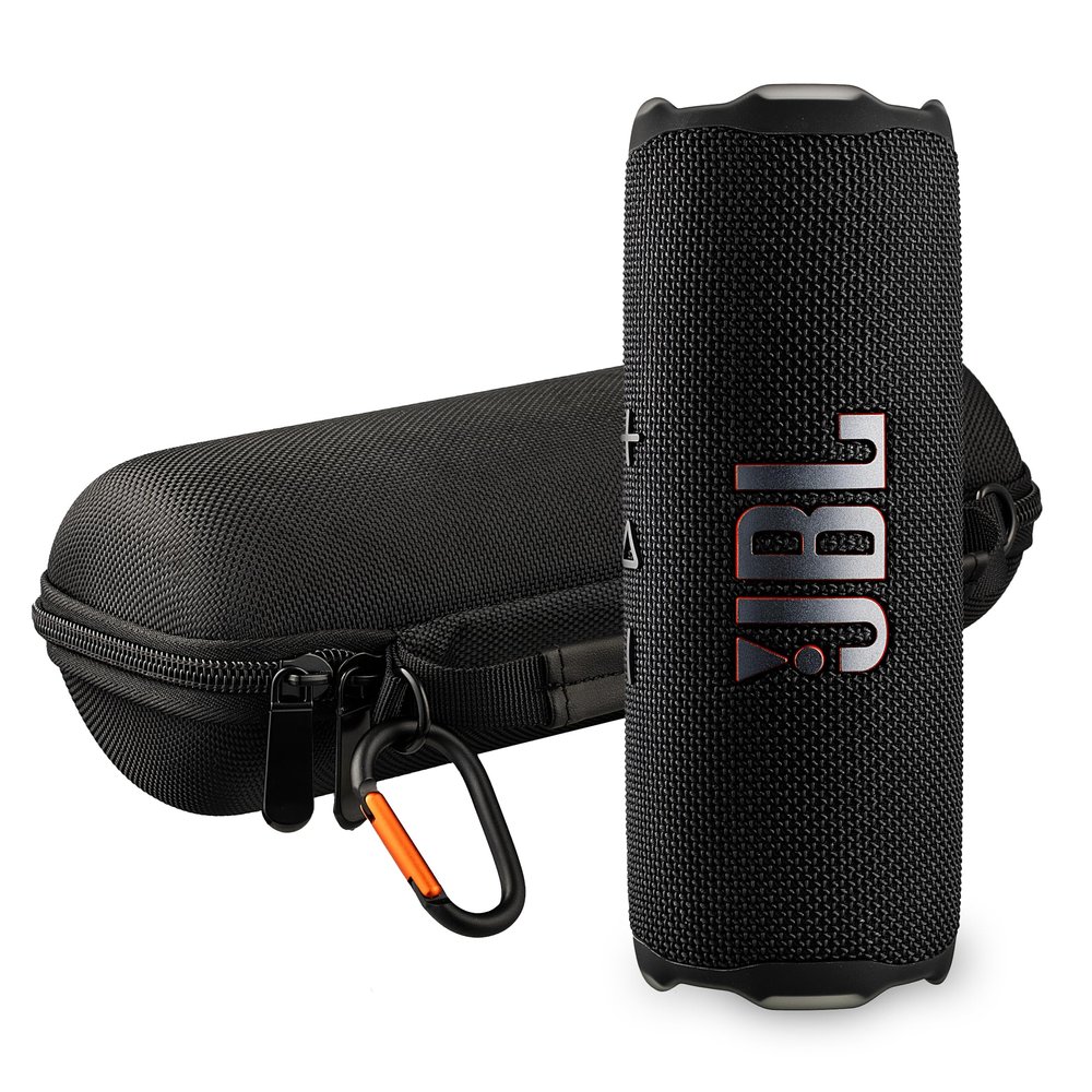 JBL FLIP 7 (Black) Waterproof Portable Speaker Bundle with X-Halo Hardcase (Black)