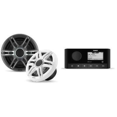 Fusion MS-RA60 Source Unit w/Clarion CMSP-651-SWG Premium 6.5-inch Coaxial Marine Speakers (Includes White & Gray Sport Grilles)