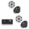 Fusion MS-RA210 Source Unit w/ (2 Pair) Clarion CMS-651-SWB 6.5-inch Coaxial Marine Speakers (Includes White & Black Sport Grilles) view 1