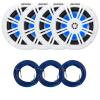 KICKER 51KM604WL KM 6.5" 150 Watts Max Power 4 ohms RGB LED Marine Coaxial Speakers (2 Pairs) Bundle Combo with 3X 20 Feet 16 Gauge Speaker Wire view 1