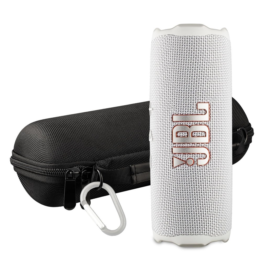 JBL FLIP 7 (White) Waterproof Portable Speaker Bundle with X-Halo Hardcase (Black)