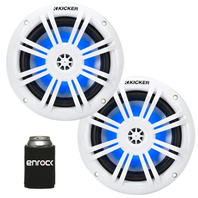 KICKER 51KM604WL KM 6.5" 150 Watts Max Power 4 ohms RGB LED Marine Coaxial Speakers (Pair)