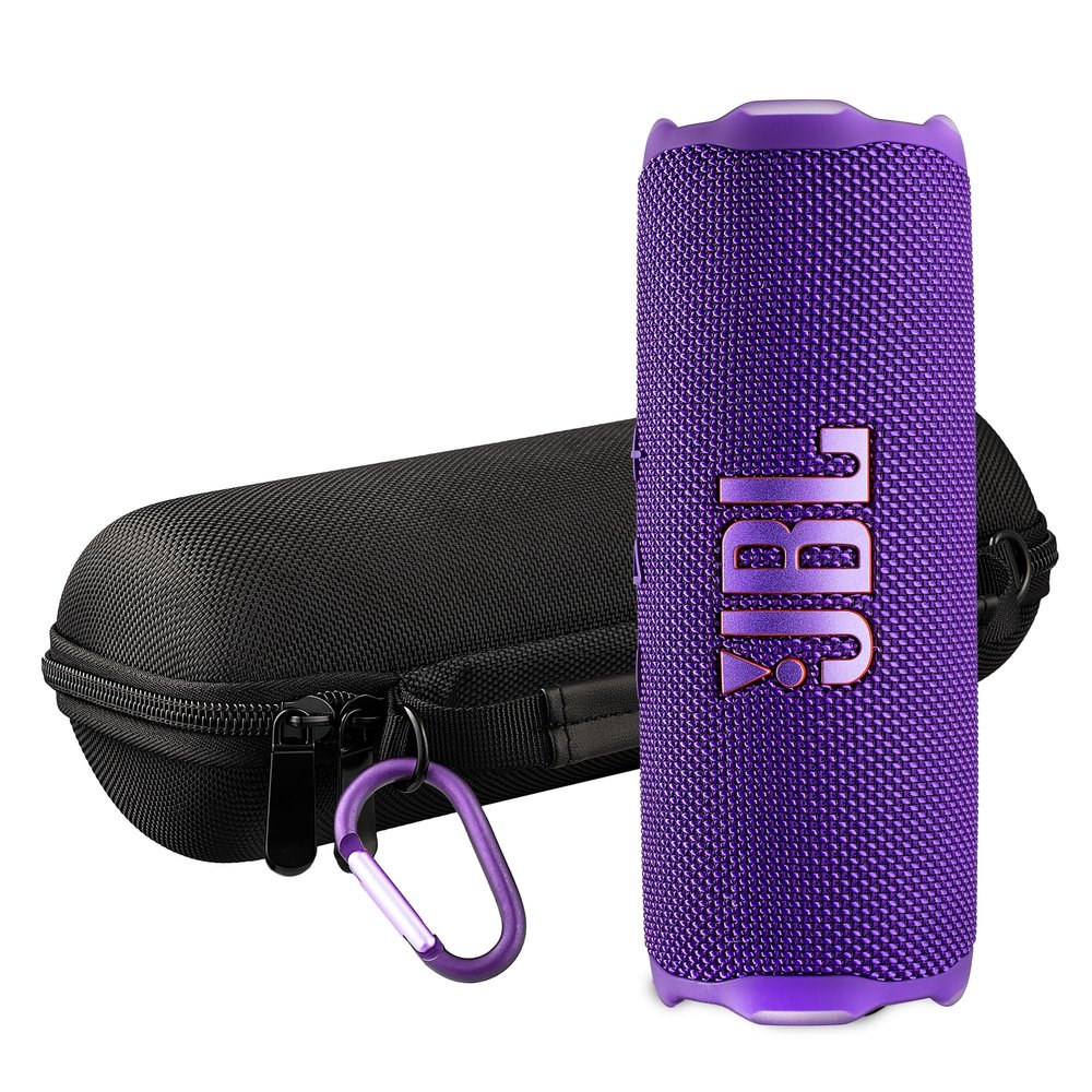 JBL FLIP 7 (Purple) Waterproof Portable Speaker Bundle with X-Halo Hardcase (Black)