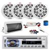 Pyle PLCD43MRB Marine Single DIN Bluetooth CD Stereo Receiver, Slide-Up Cover, Bluetooth Amplifier w/Kit, 4X 6.5 200 Watt Peak Full Range 2-Way Waterproof Speakers w/Wire, Long Range Radio Antenna view 1