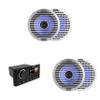 Kicker (2 Pair) 51KM614FL 6.5-Inch (165mm) Thin-Mount Marine Coaxial Speakers with RGB LED, 4-Ohm, White & Silver Grilles Included, Bundled with MS-RA670 Apollo Marine Receiver view 1