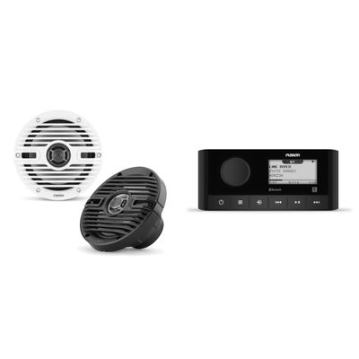 Clarion Fusion MS-RA60 Source Unit w CMS-651-CWB 6.5-inch Coaxial Marine (Includes White & Black Classic Grilles)