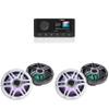 Fusion MS-RA210 Source Unit w/ (2 Pair) Clarion CMSP-771RGB-SWG Premium 7.7-inch Coaxial Marine Speakers with Built-in RGB Illumination (Includes White & Gray Sport Grilles) view 1