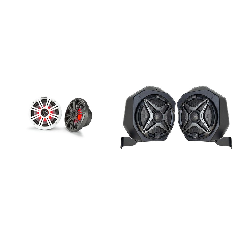 Kicker 45KM654L 6.5" LED Marine Speakers Bundled with Rear Speaker Pods Compatible with 2021-2025 Bronco 2-Door