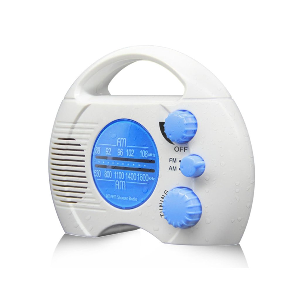 Shower Radio Water Proof, Portable Bathroom Radio AM FM Volume Adjustable, for Home Hot Tub Bathroom Outdoor, Easy Tuning
