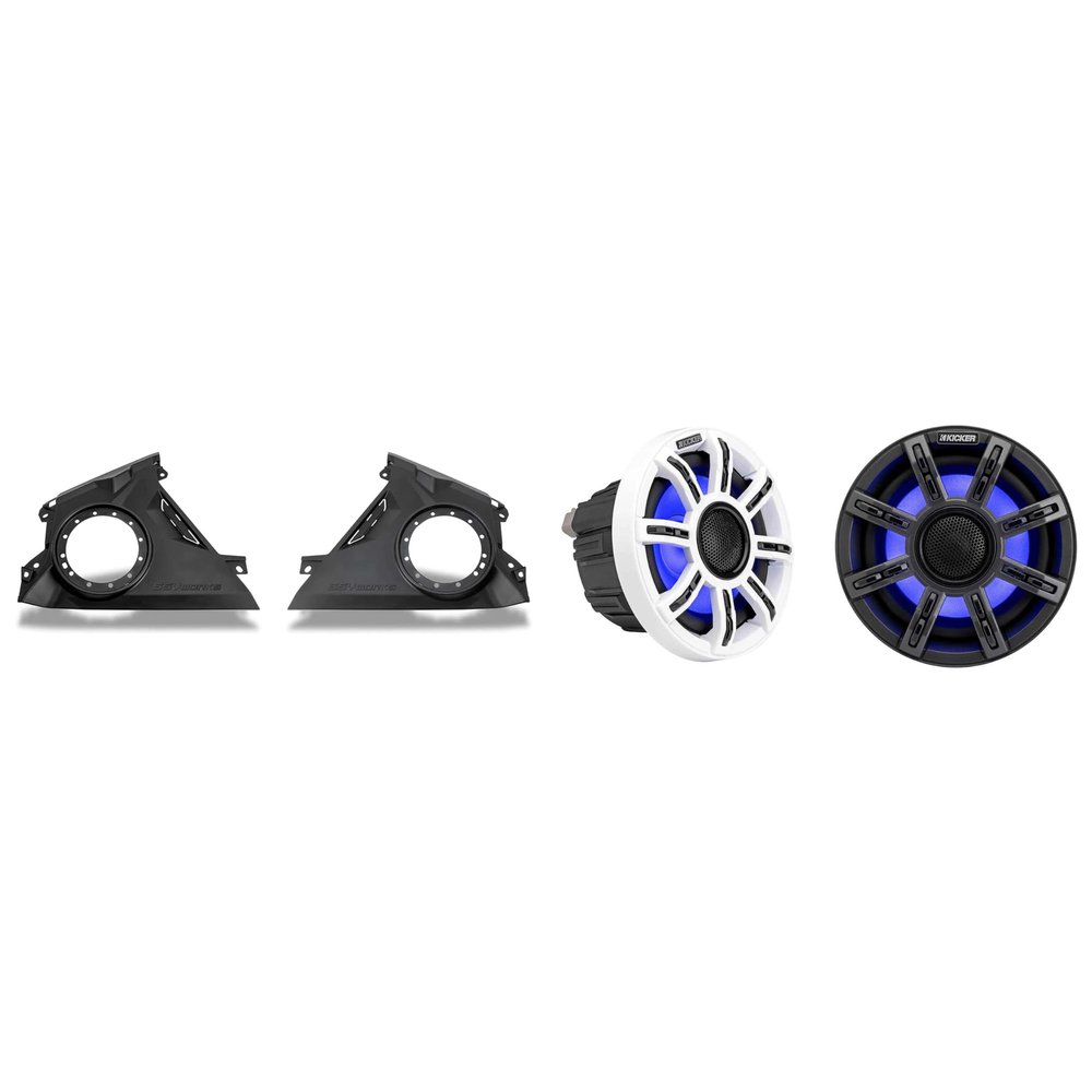 Kicker 51MSC65 6.5" Premium Marine LED Speakers Bundled with Speaker Panels Compatible with 2024-2025 CanAm Maverick R Vehicles