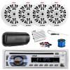 Pyle PLCDBT65 Bluetooth Marine Stereo AM/FM CD Stereo Receiver, Cover, 4-Channel Amplifier w/Kit, 4X 6.5 200 Watt Peak Full Range 2-Way Waterproof Speakers w/Wire, Long Range Radio Antenna view 1