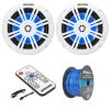 KICKER 51KM604WL KM 6.5" 150 Watts Max Power 4 ohms RGB LED Marine Coaxial Speakers (Pair), Bundle Combo with 50 Feet 16 Gauge Speaker Wire, LED Controller view 1