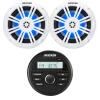 Kicker 46KMC2 All-Weather Marine Bluetooth USB/AUX AM/FM Gauge Style Media Center Receiver Bundle Combo with One Pair (Qty 2) Kicker 51KM604WL KM 6.5" 150W Max Power 4 ohms RGB LED Coaxial Speakers view 1