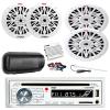 Pyle PLCDBT65 Bluetooth Marine Stereo AM/FM CD Stereo Receiver, Cover, 4-Channel Amplifier w/Kit, 2x 6.5" 200W Full Range 2-Way Waterproof Speakers, 2x 6x9" 260W Outdoor Speakers, Radio Antenna view 1