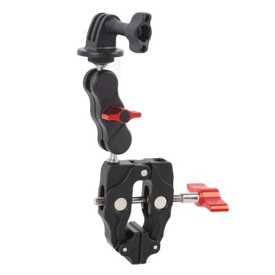 Akozon Action Camera Mount Clamp Kit Aluminum Alloy Handlebar Camera Clamp with Articulating Arm Double Claw for Pocket Go 3 Pro Phone