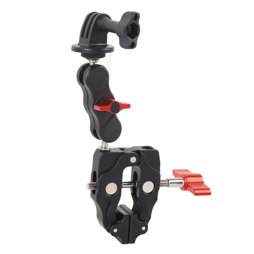 Akozon Action Camera Mount Clamp Kit Aluminum Alloy Handlebar Camera Clamp with Articulating Arm Double Claw for Pocket Go 3 Pro Phone