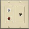 RiteAV 1 Port Coax Cable TV Wall Plate with 2 x RCA (Red+White) Jacks - 2 Gang [Ivory/Ivory] view 1