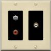 RiteAV 1 Port Coax Cable TV Wall Plate with 2 x RCA (Red+White) Jacks - 2 Gang [Ivory/Black] view 1
