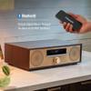Crosley CR3501A-MA Fleetwood Retro Alarm Clock FM Radio and CD Player with Stereo Bluetooth Speakers, Mahogany view 3