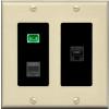 RiteAV 1 Port SC APC Simplex Phone and Cat6 Ethernet Wall Plate - 2 Gang [Ivory/Black] view 1
