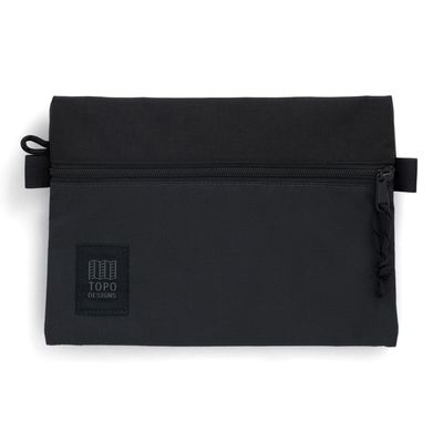 Topo Designs Accessory Bags, Travel Organizer Accessories for Smaller Items, Durable Storage Pouch, 3 Sizes, Fully Lined Pack Cloth (Medium, Black/Black)