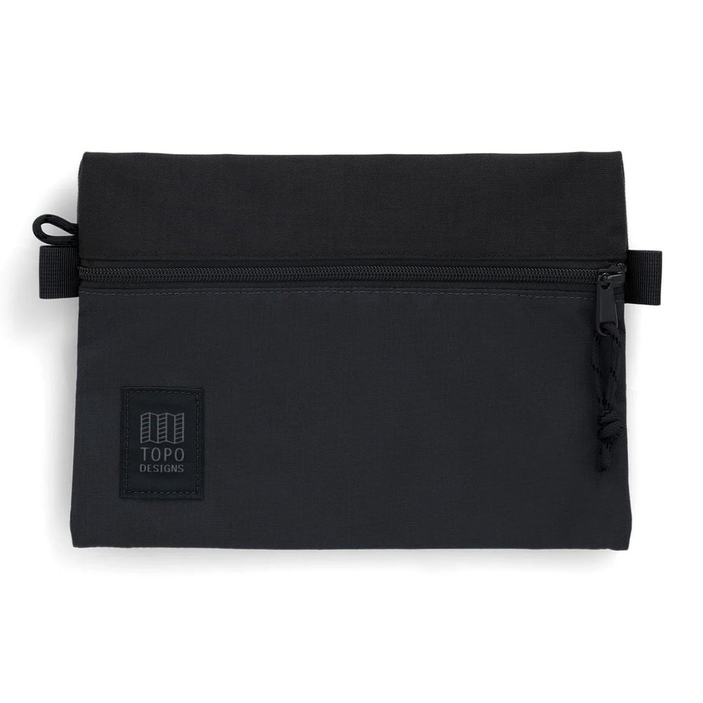 Topo Designs Accessory Bags, Travel Organizer Accessories for Smaller Items, Durable Storage Pouch, 3 Sizes, Fully Lined Pack Cloth (Medium, Black/Black)