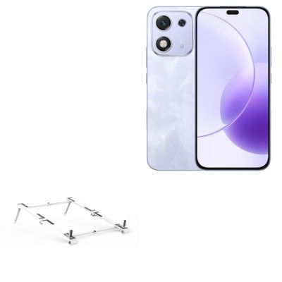 BoxWave Stand and Mount Compatible with Honor X70i - Pocket Aluminum Stand 3-in-1, Portable Multi Angle Viewing Riser - Metallic Silver