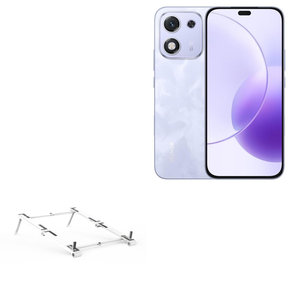 BoxWave Stand and Mount Compatible with Honor X70i - Pocket Aluminum Stand 3-in-1, Portable Multi Angle Viewing Riser - Metallic Silver